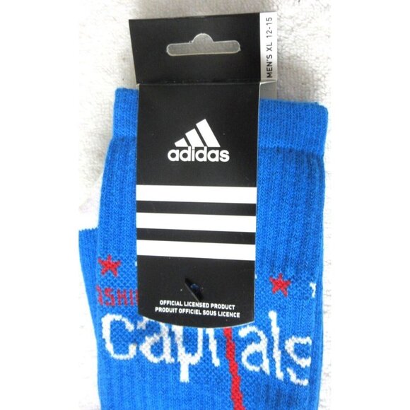 Adidas Men's NHL Washington Capitals Hockey Tube Socks Blue White Sizes NWT - Picture 3 of 4